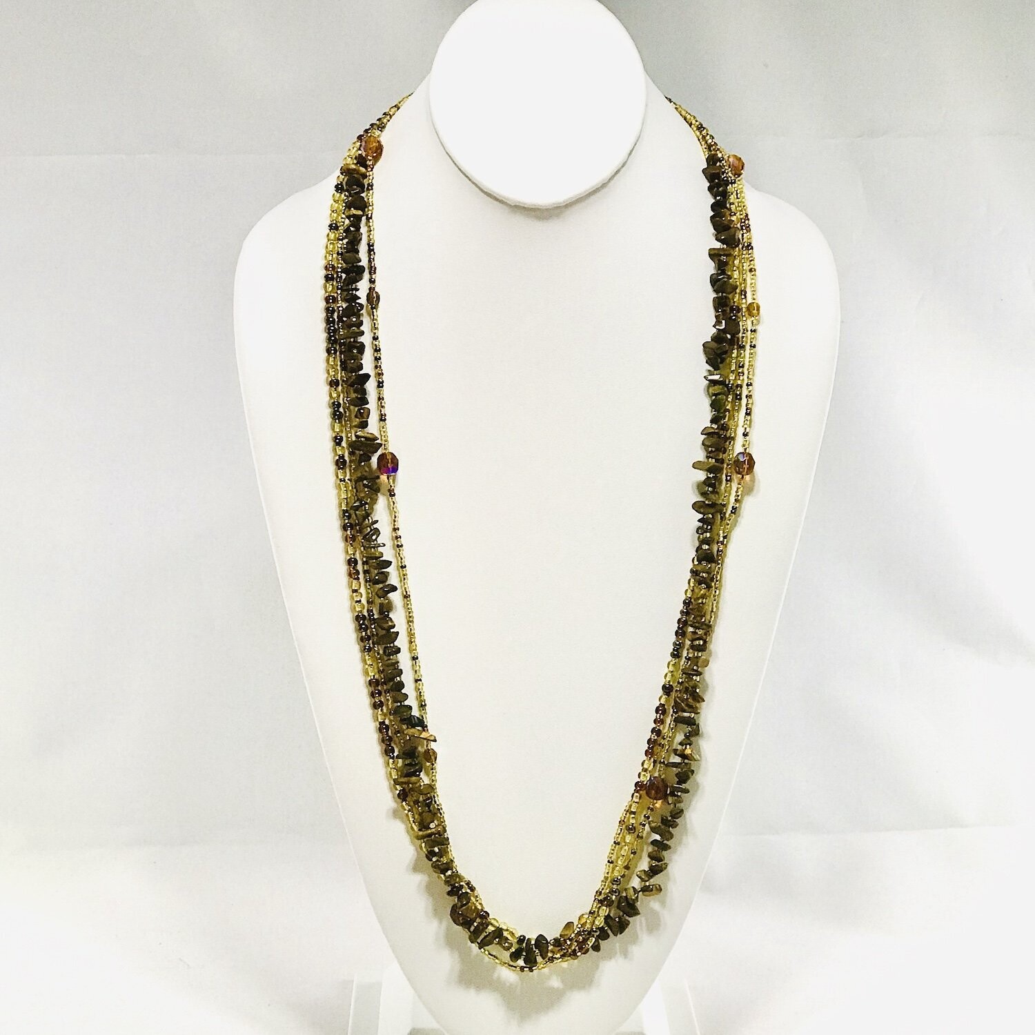 Elena Beaded Necklace Gold/Brown