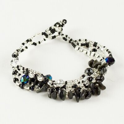 Elena Beaded Bracelet Silver/Black Elena Beaded Bracelet Silver/Black