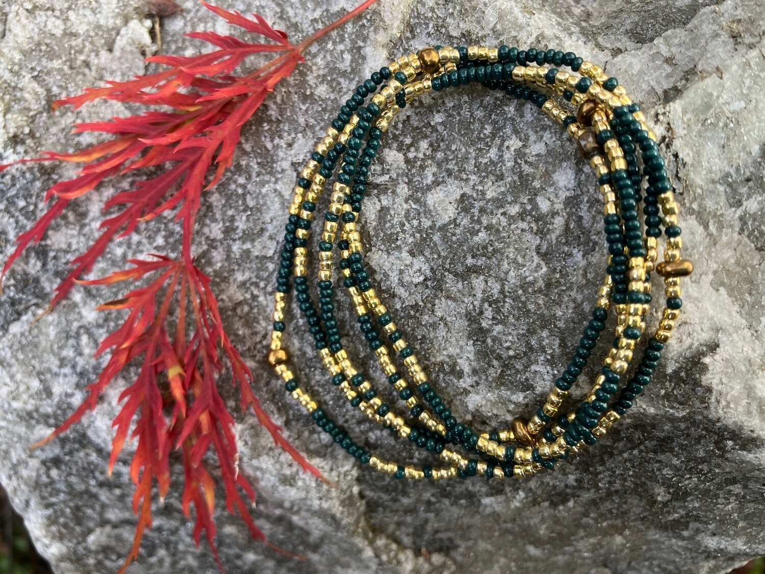 Carolina Wrap Bracelet - Gold and Green