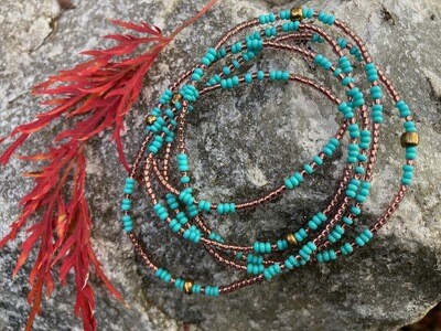 Carolina Wrap Bracelet - Turquoise and Rose Copper