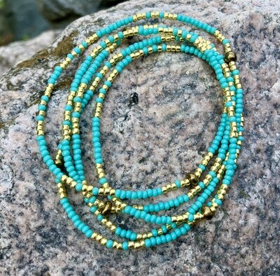 Carolina Wrap Bracelet - Turquoise/Gold