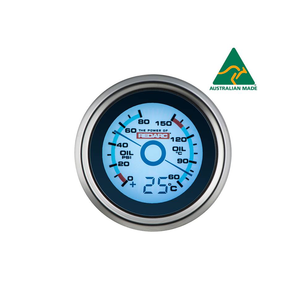 REDARC OIL PRESSURE & OIL TEMPERATURE 52MM GAUGE WITH OPTIONAL
