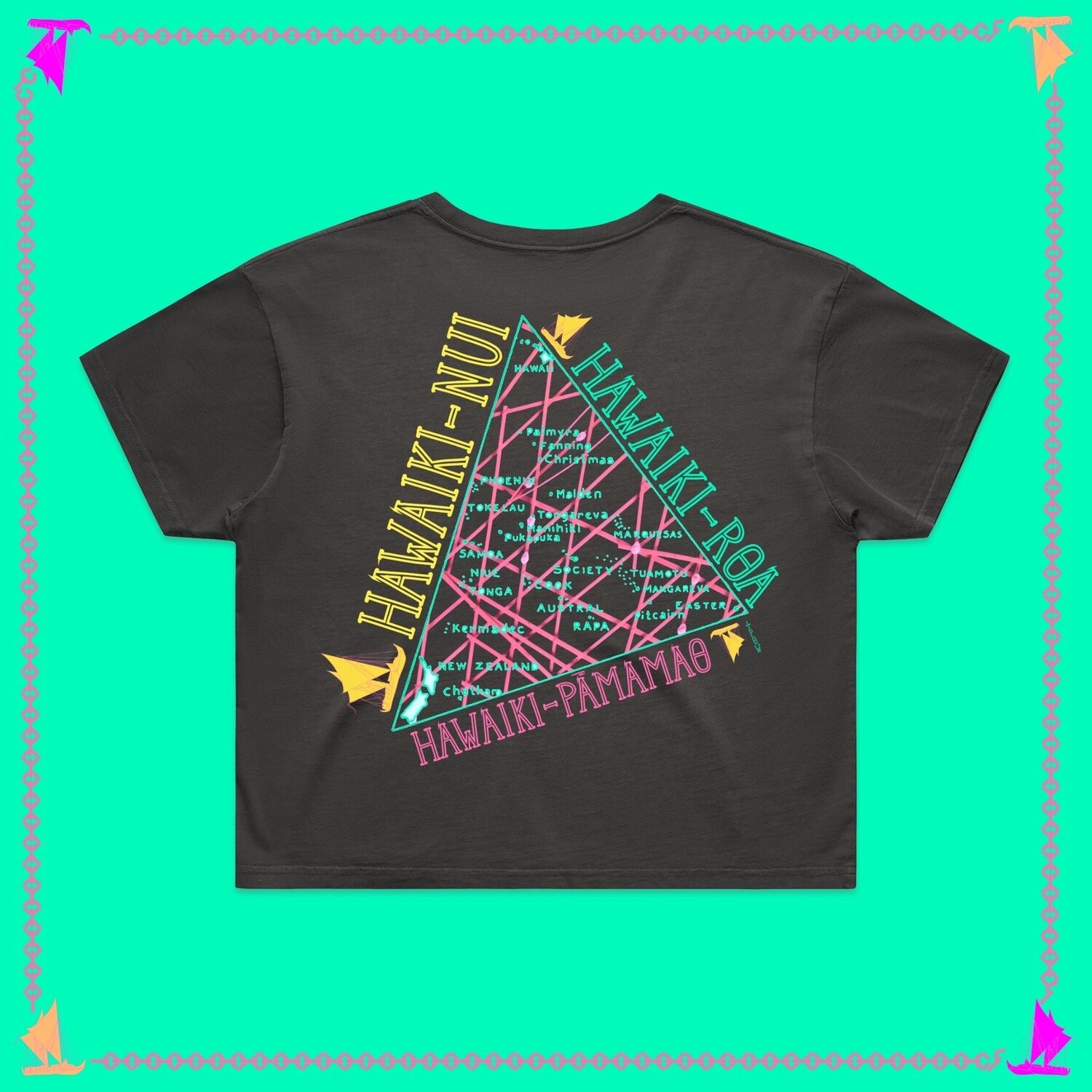WĀHINE HAWAIKI NUI, Size: XL, Heavy Faded: Black, Tee Style: Crop