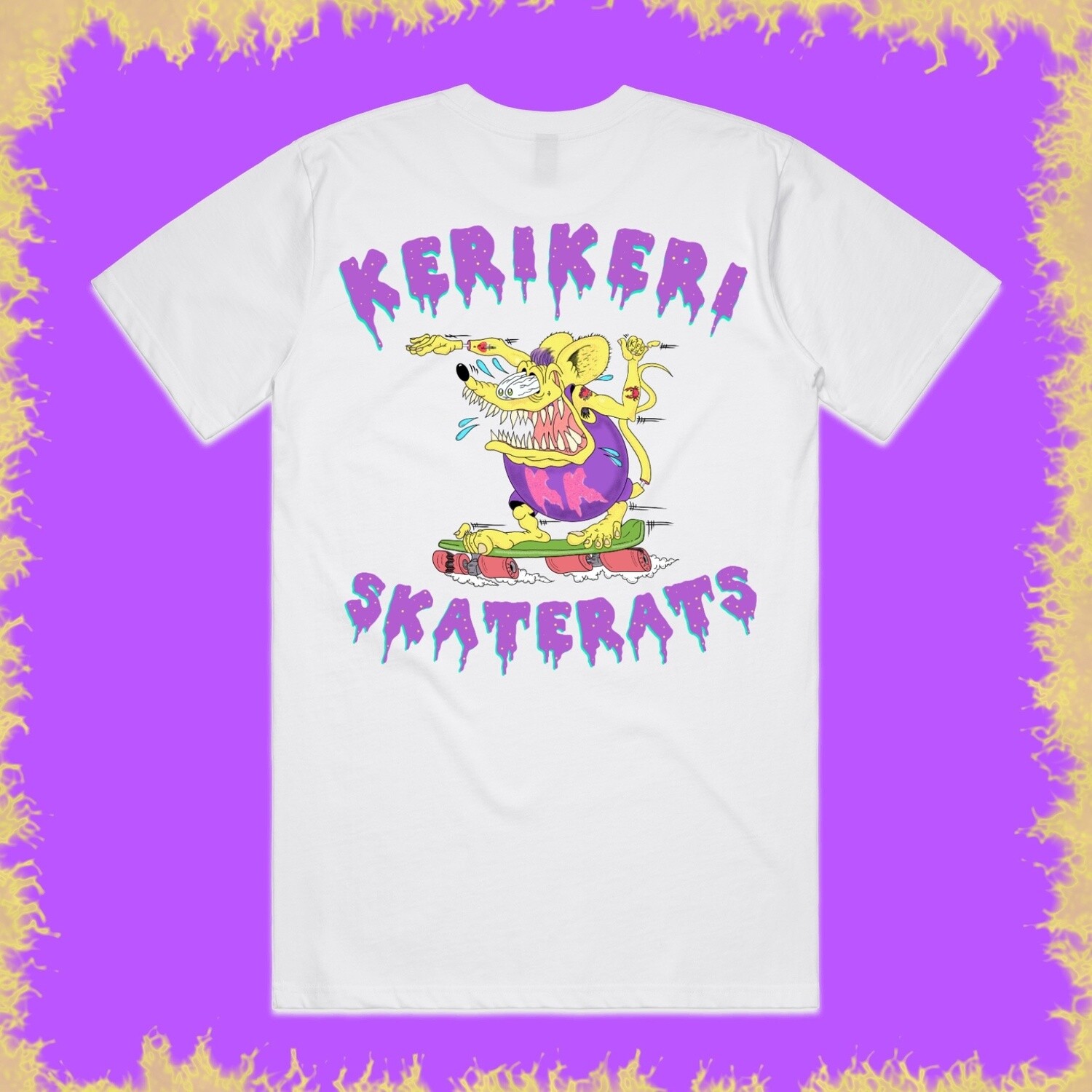 Kerikeri Skate Rats Tee (ma = white), Size: Sml