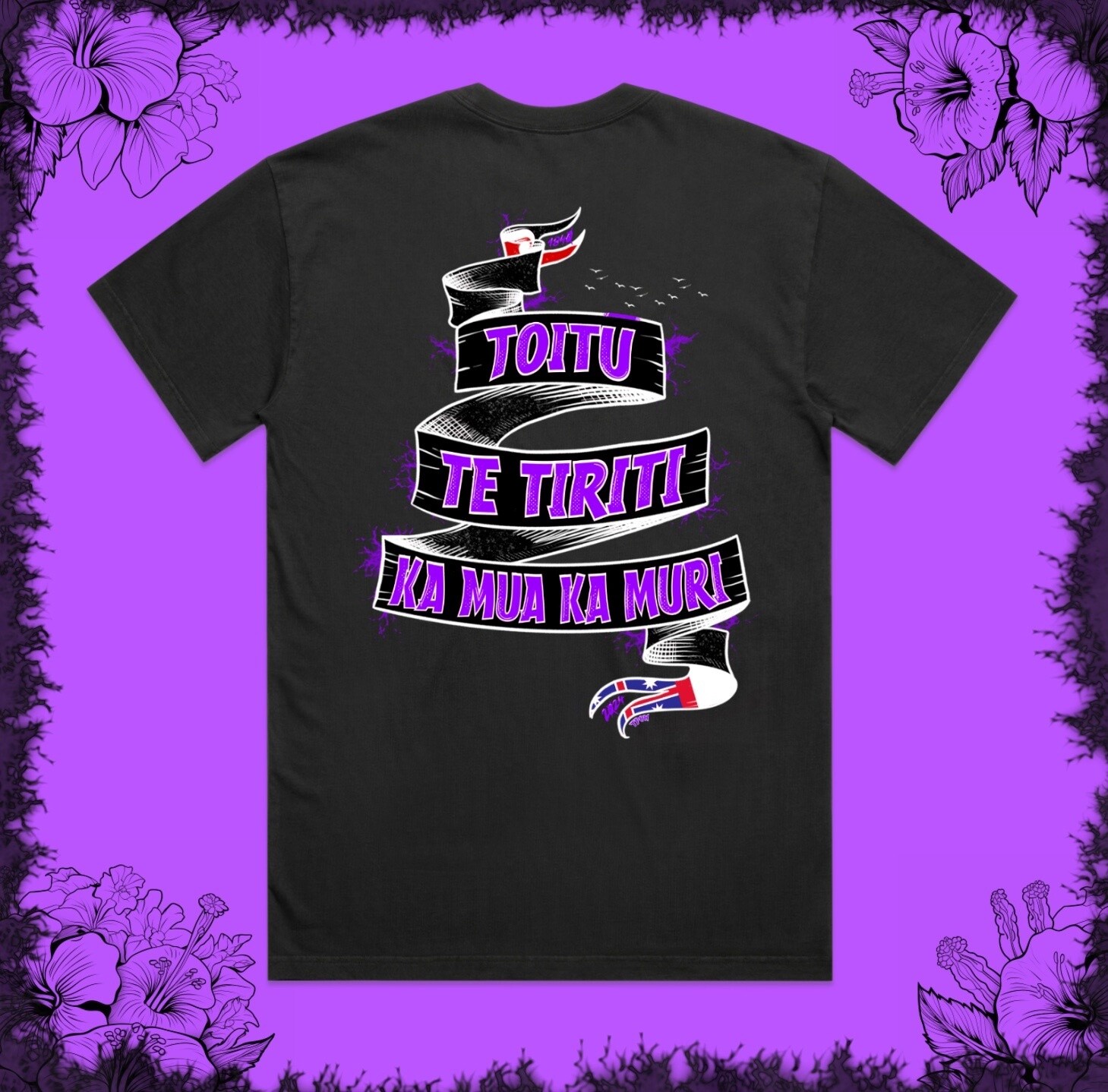 TOITŪ TE TIRITI 2024, Size: 3XL, Heavy Faded: Black