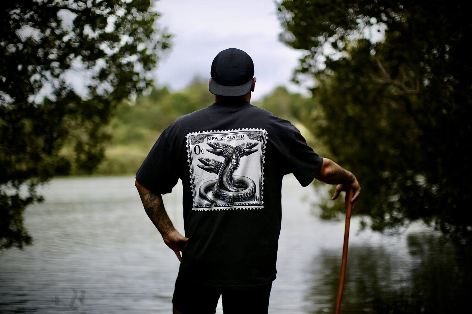 3 HEADED TANIWHA // ZERO SENSE TEE, Size: 3XL, Colour: Black