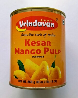 Vrindavan Kesar Mango Pulp, Aamras -  850 gram tin