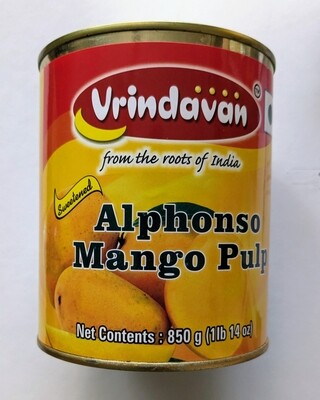 Vrindavan Alphanso Mango Pulp, Aamras - 850 gram tin