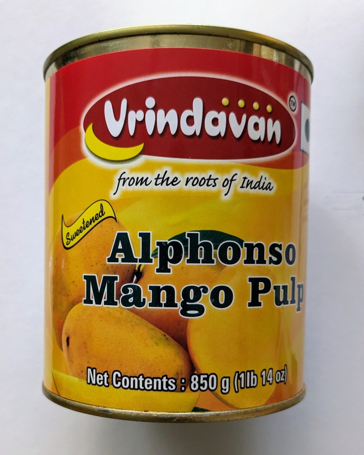 Vrindavan Alphanso Mango Pulp, Aamras - 850 gram tin