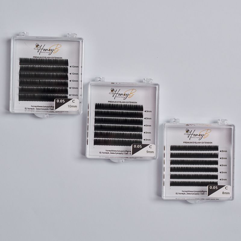 Volume Lashes: C Curl - 0.05mm - Half Tray