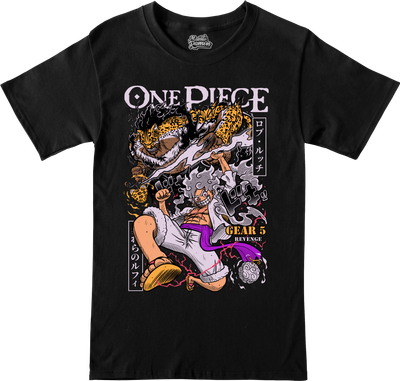 Remera One Piece - Luffy Gear 5 y Rob Lucci