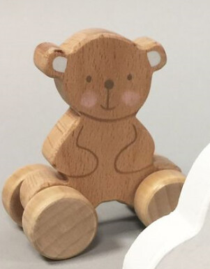 BAMBINO BY JULIANA® Wooden Push Toy - Teddy Bear