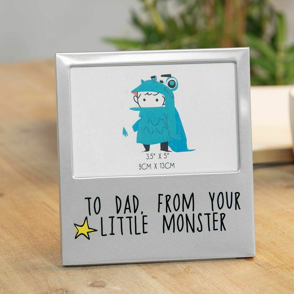 5&quot; x 3.5&quot; - Aluminium Photo Frame - To Dad From Your Little Monster