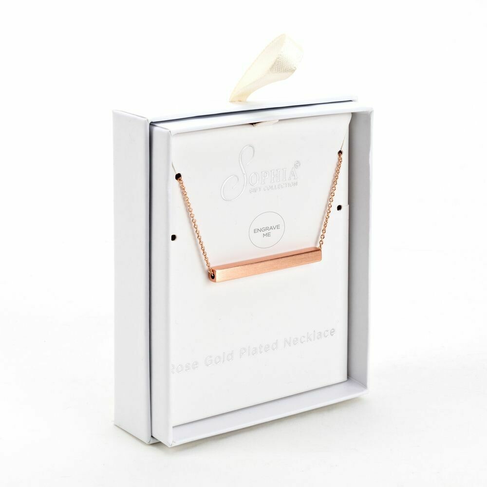 SOPHIA® Rose Gold Plated Necklace with Engravable Bar Pendant