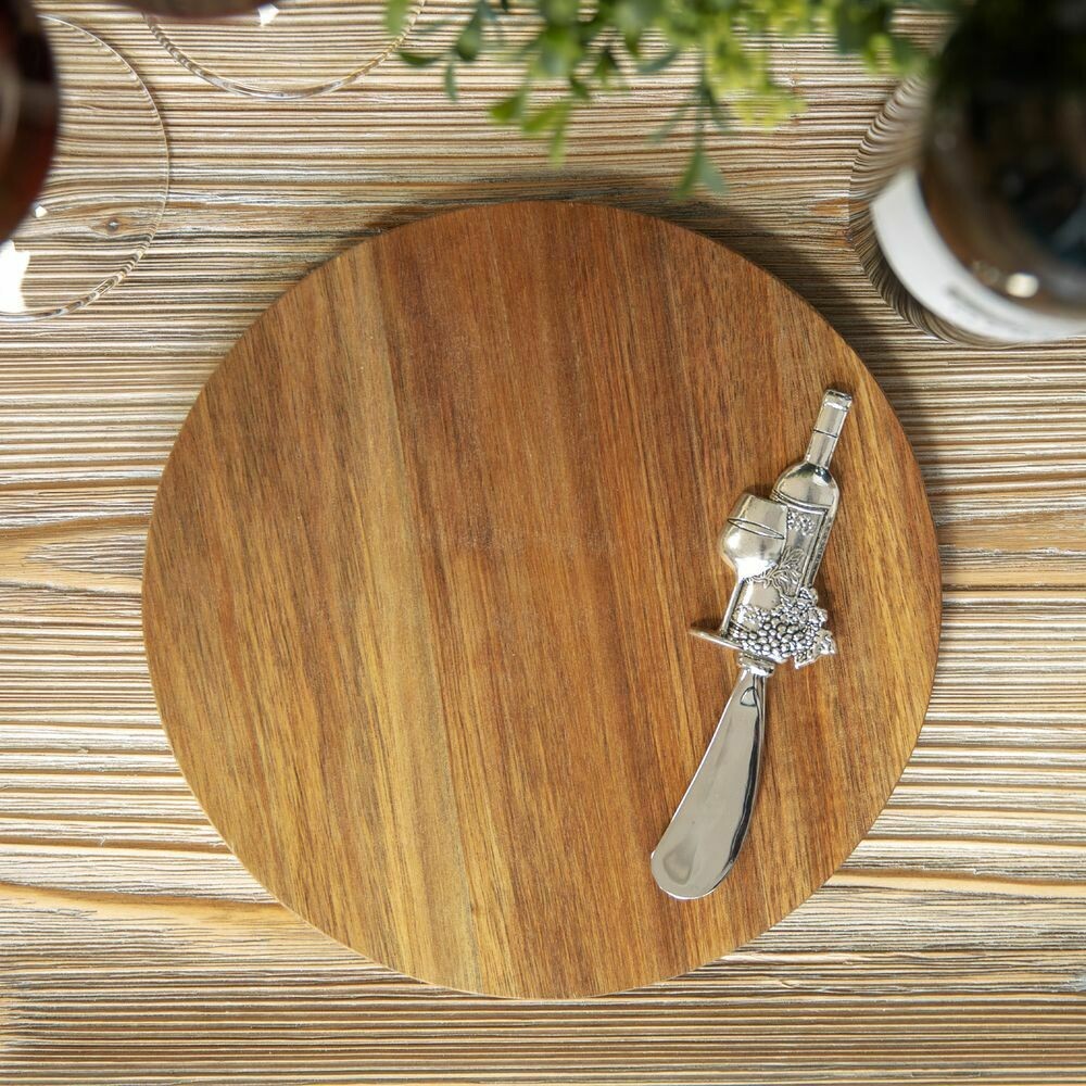 Acacia Cheese Board with Wine Bottle Spreader