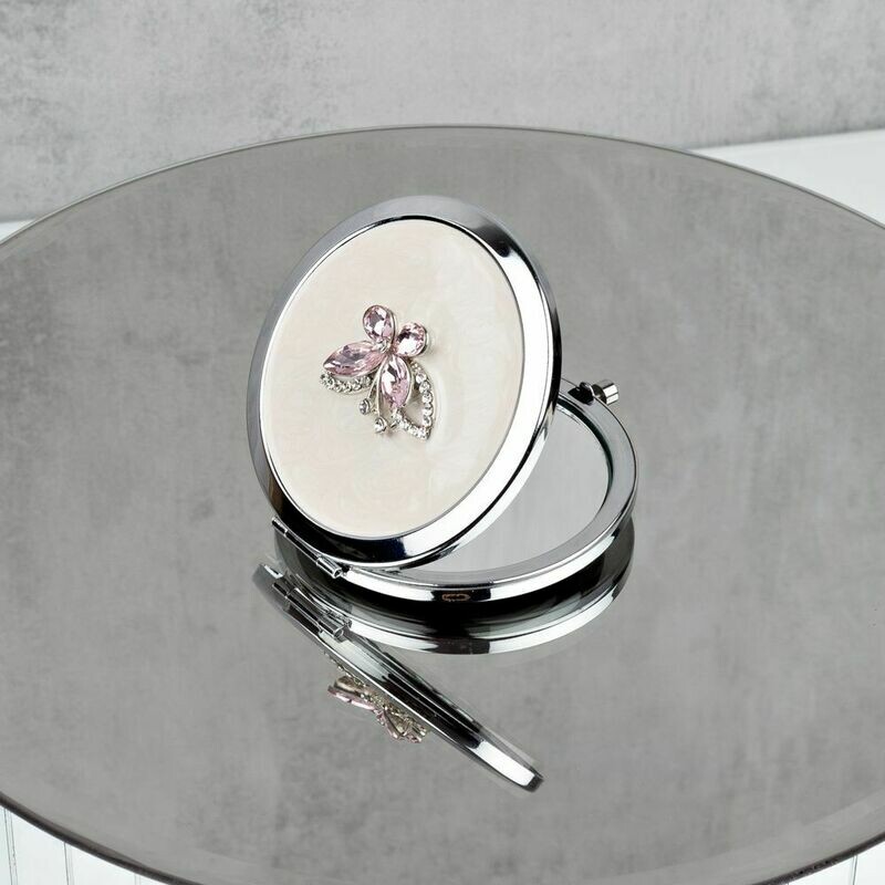 SOPHIA® Silverplate Pink Butterfly Compact Mirror