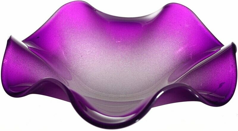Picture of a frosted purple wavy glass replacement bowl for an aroma night light. 