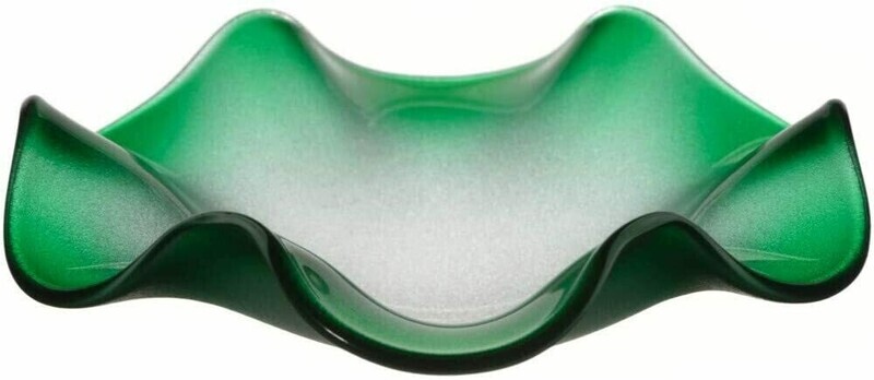 Picture of a frosted green wavy glass replacement bowl for an aroma lamp. 