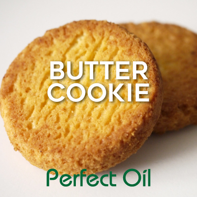 Picture of two butter cookies with the words butter cookie and perfect oil on top of the image.