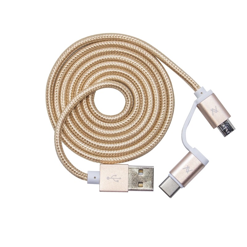 Cable (MX414) Type C + Micro Cable Sync and Charging 1M - Gold