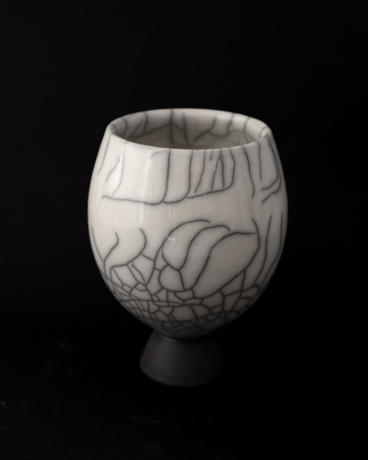 Raku White Bowl on Foot