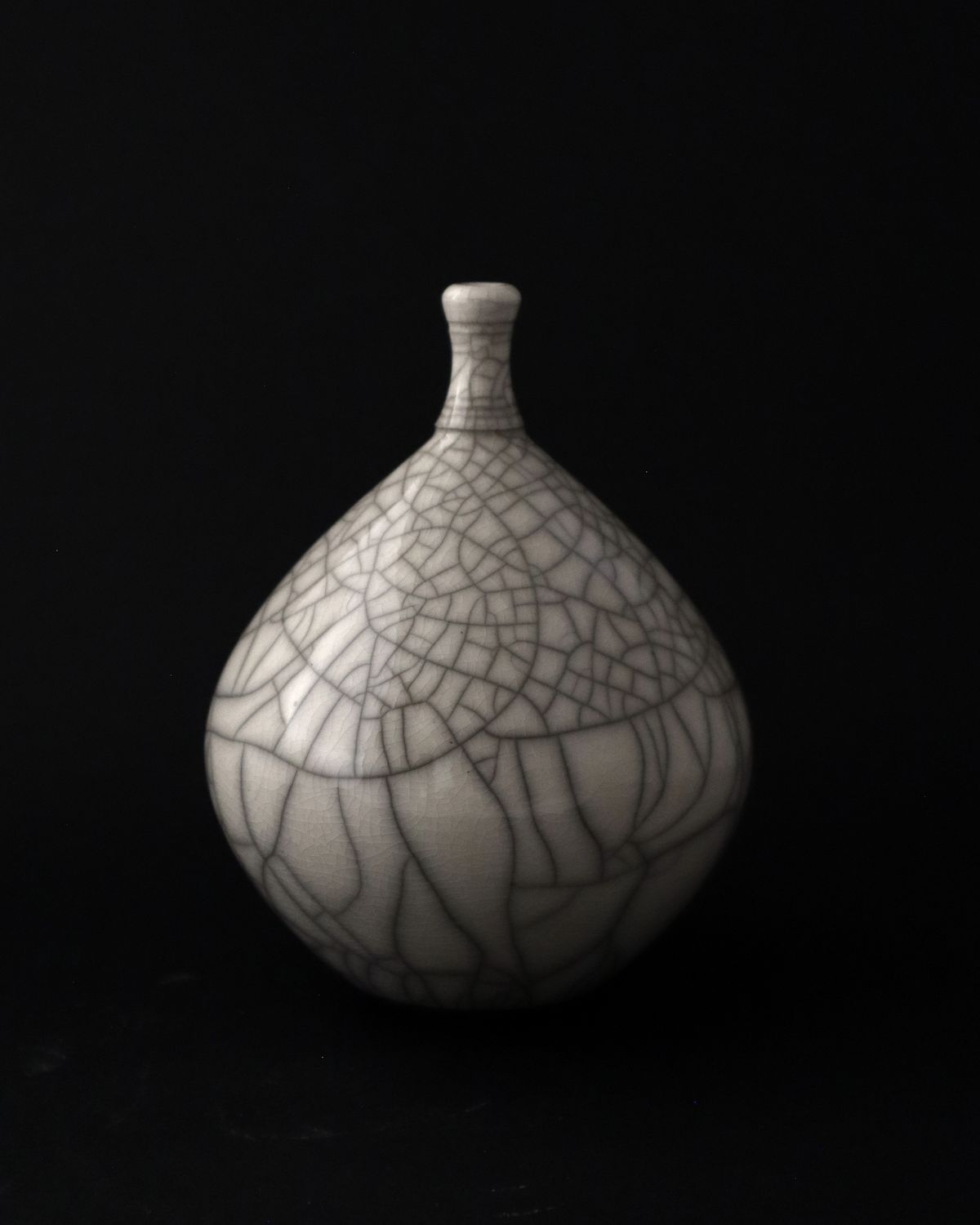 White Raku Small Round Bottle