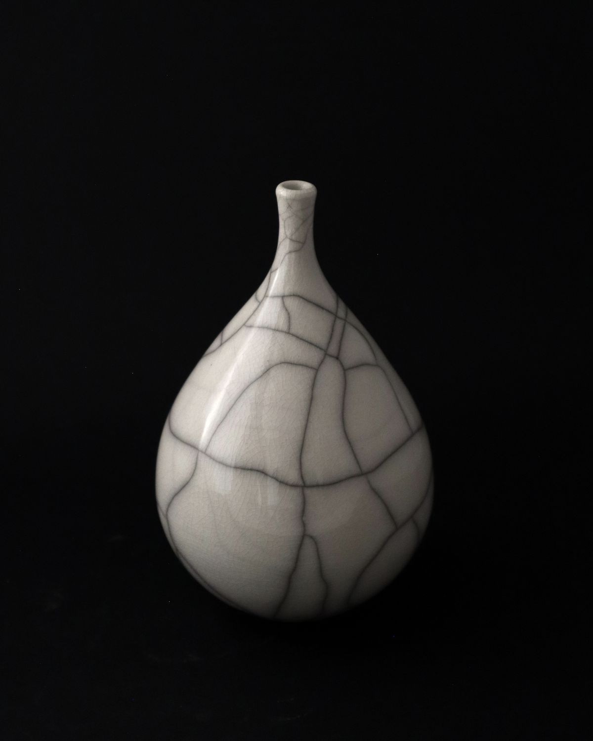 White Raku Teardrop Bottle