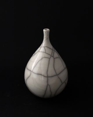 White Raku Teardrop Bottle