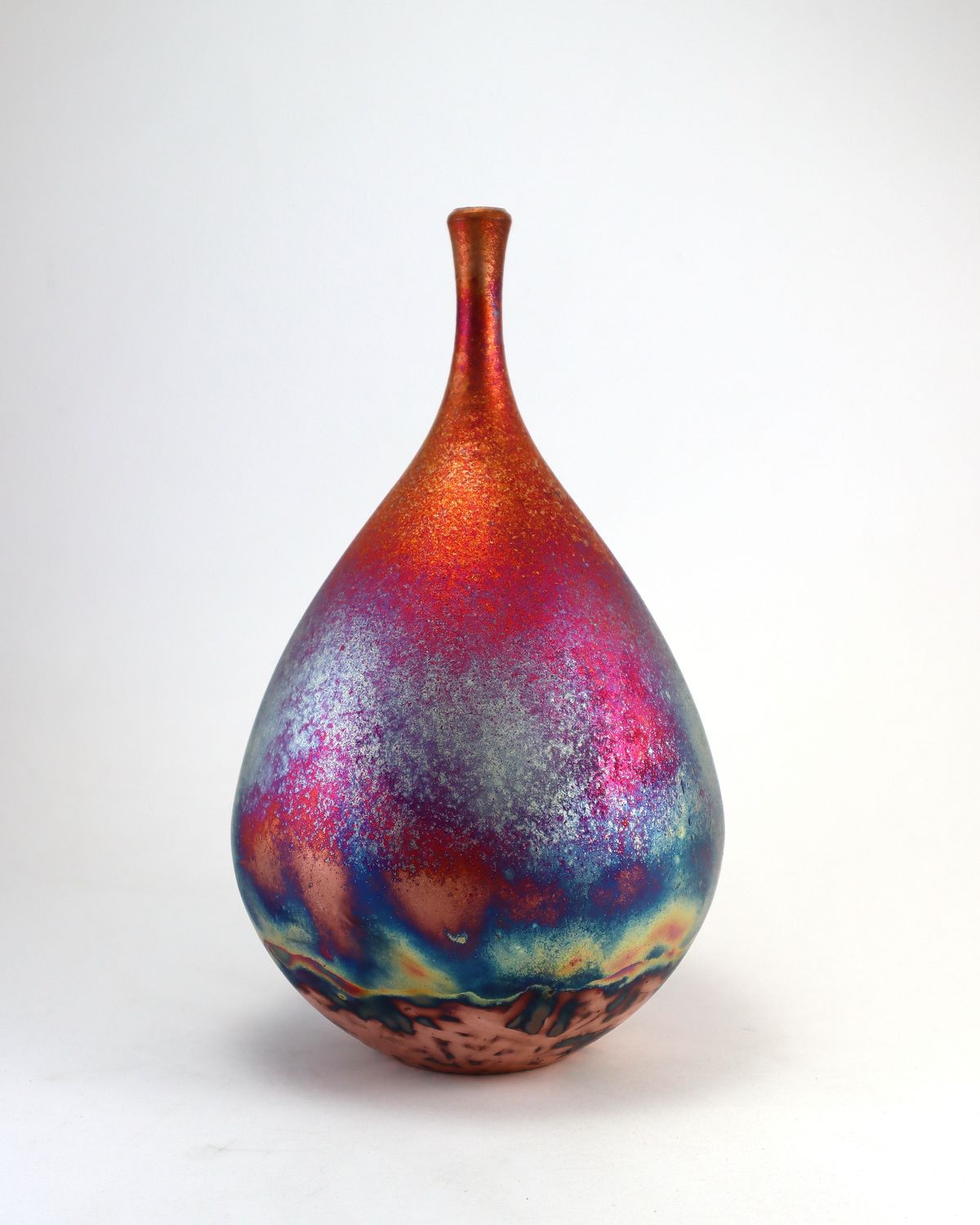 Raku Fired Copper Matt  Vase