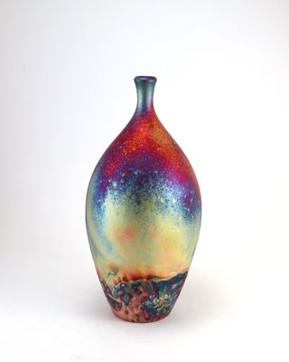 Raku Fired Copper Matt Bottle