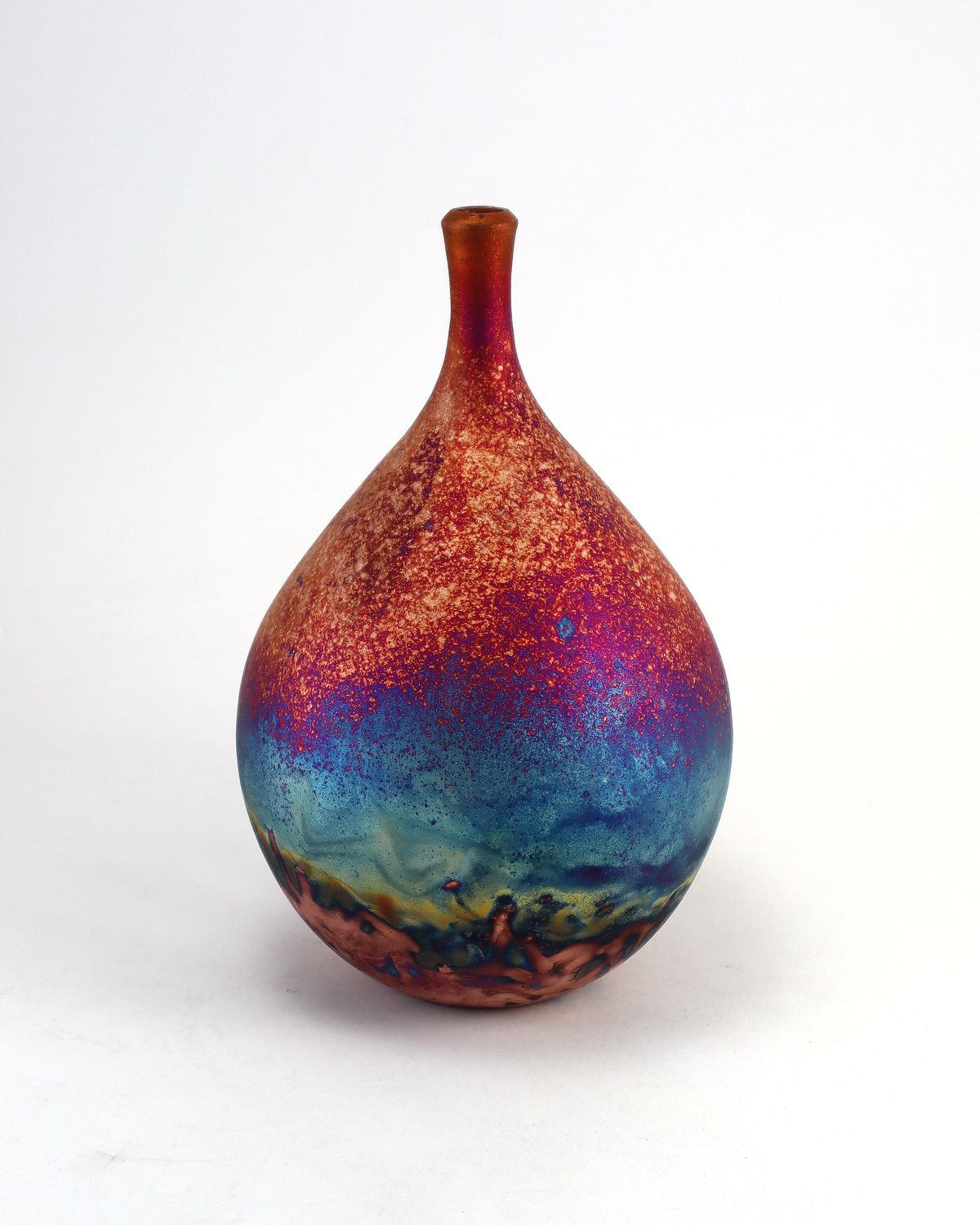 Raku Fired Copper Matt Bottle