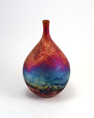 Raku Fired Copper Matt Bottle