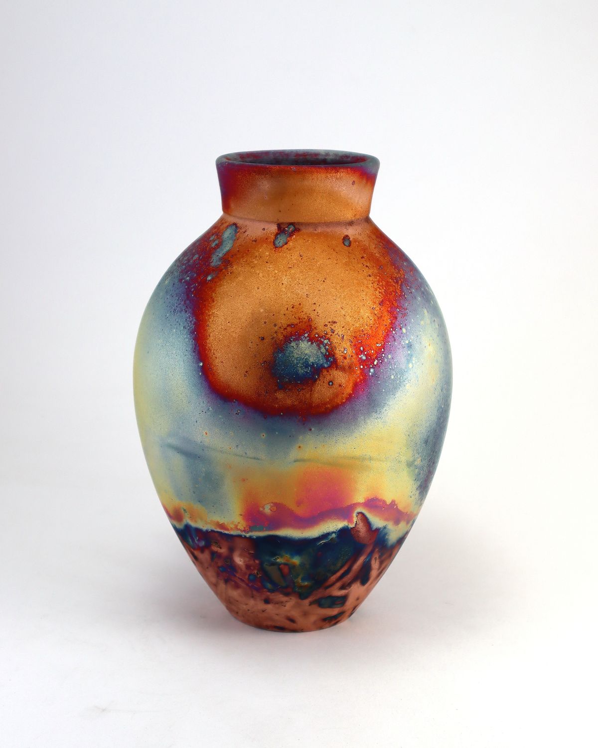 Raku Fired Copper Matt  Vase