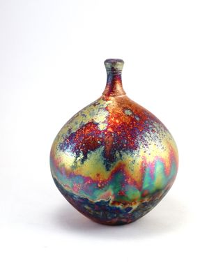 Raku Fired Copper Matt Bottle