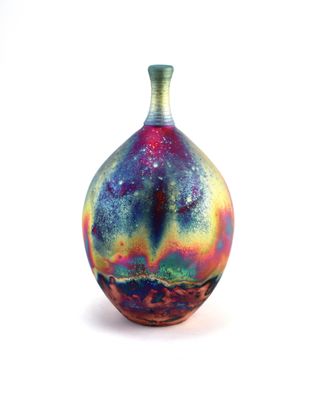 Raku Fired Copper Matt Bottle