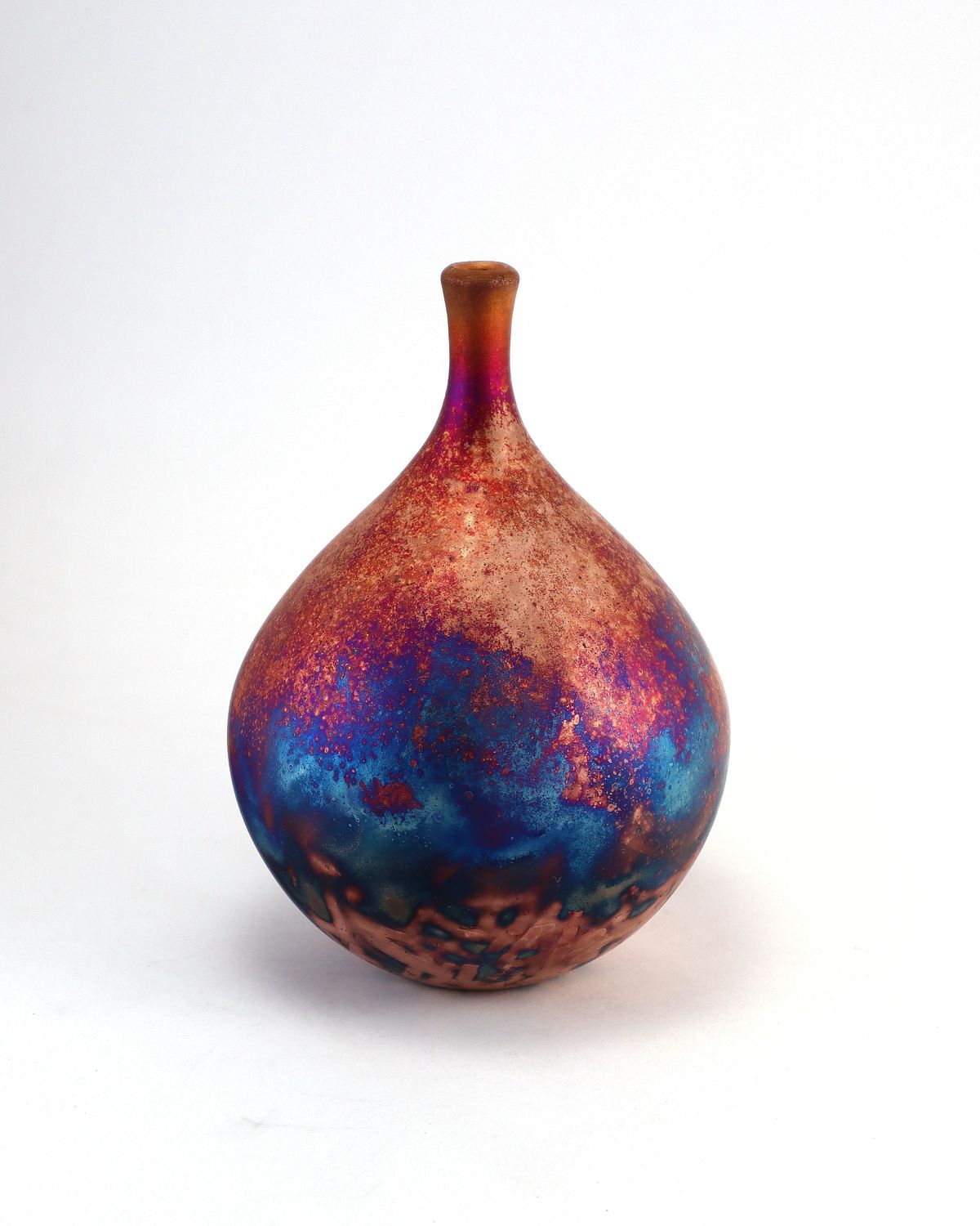 Raku Fired Copper Matt Bottle