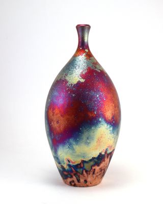 Raku Fired Copper Matt Bottle