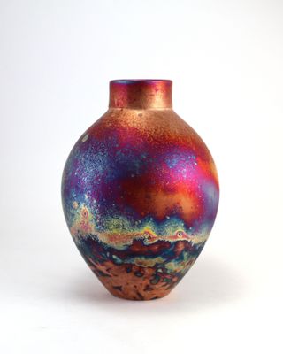 Raku Fired Copper Matt  Vase