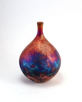 Raku Fired Copper Matt Bottle