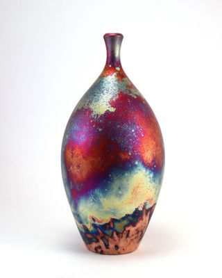 Raku Fired Copper Matt Bottle