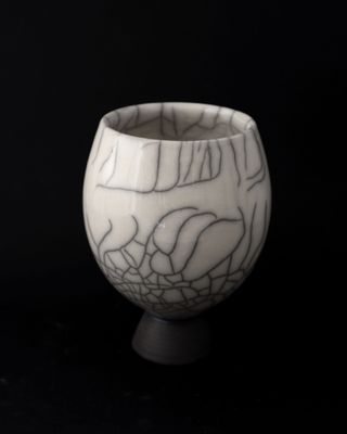 Raku White Bowl on Foot