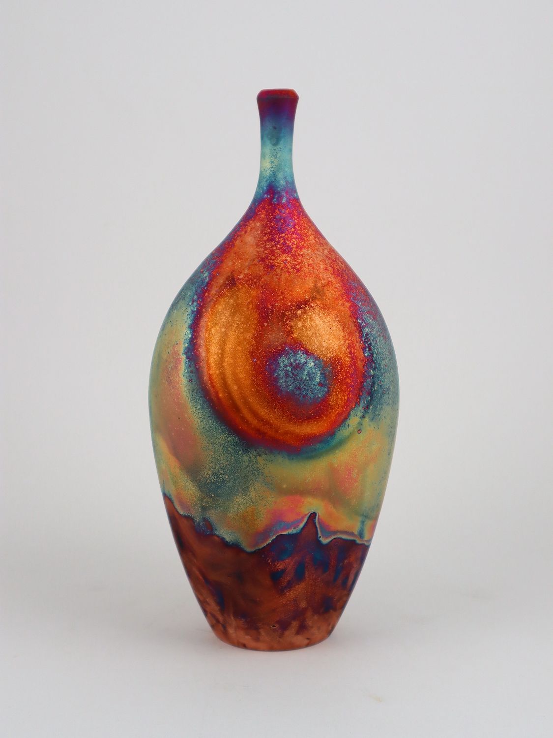 Raku Fired Copper Matt Bottle