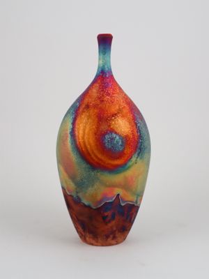 Raku Fired Copper Matt Bottle