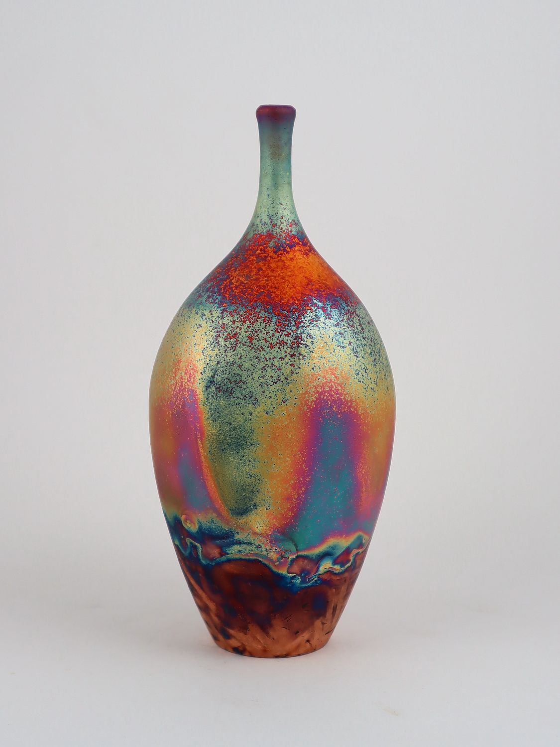 Raku Fired Copper Matt Bottle