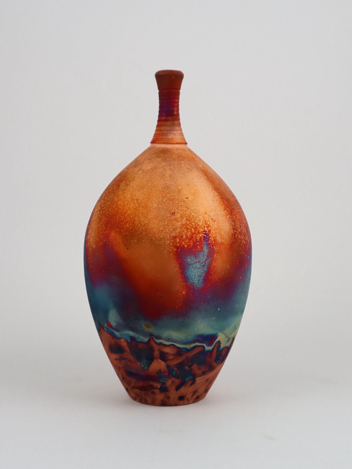 Raku Fired Copper Matt Bottle