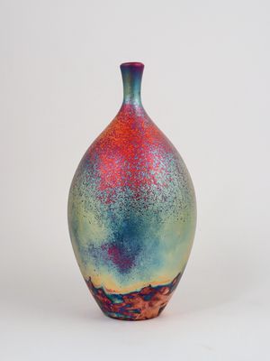Raku Fired Copper Matt Bottle