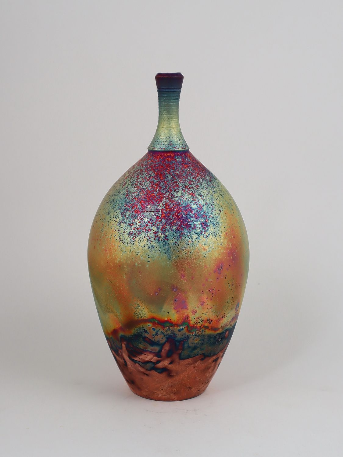 Raku Fired Copper Matt Bottle