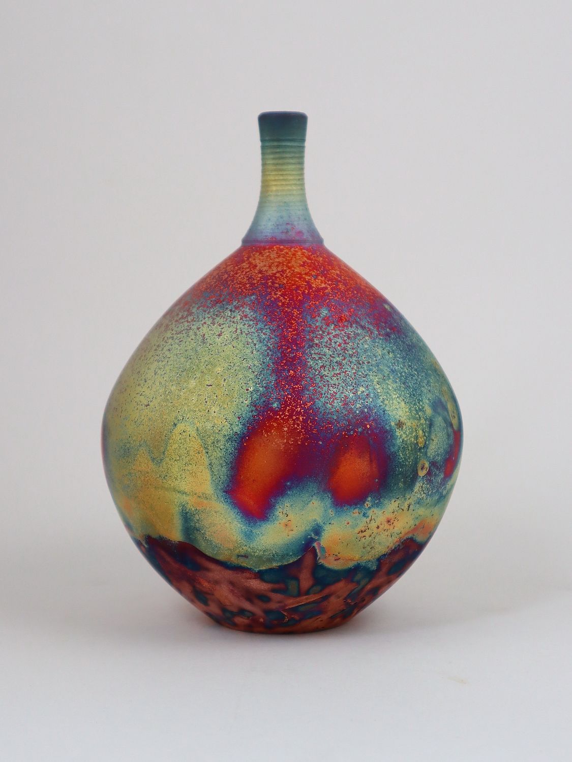 Raku Fired Copper Matt Bottle
