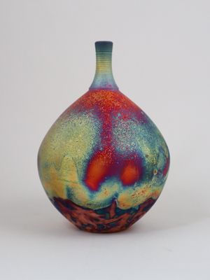 Raku Fired Copper Matt Bottle