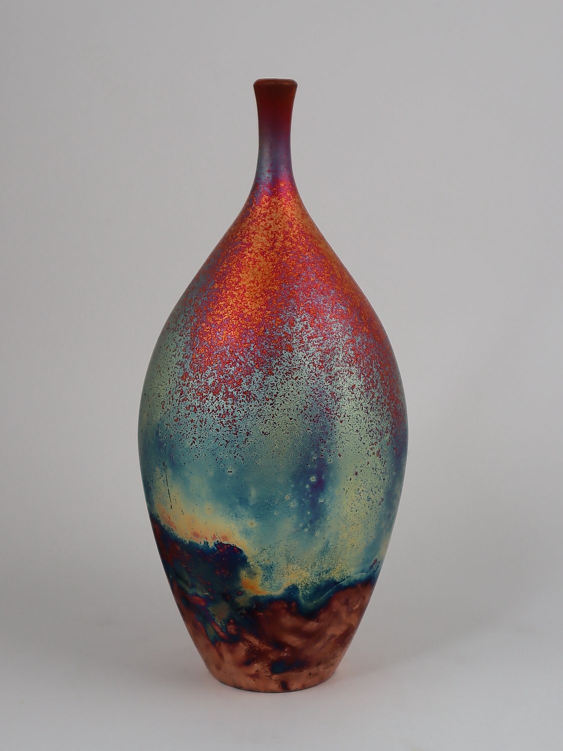 Raku Fired Copper Matt Bottle